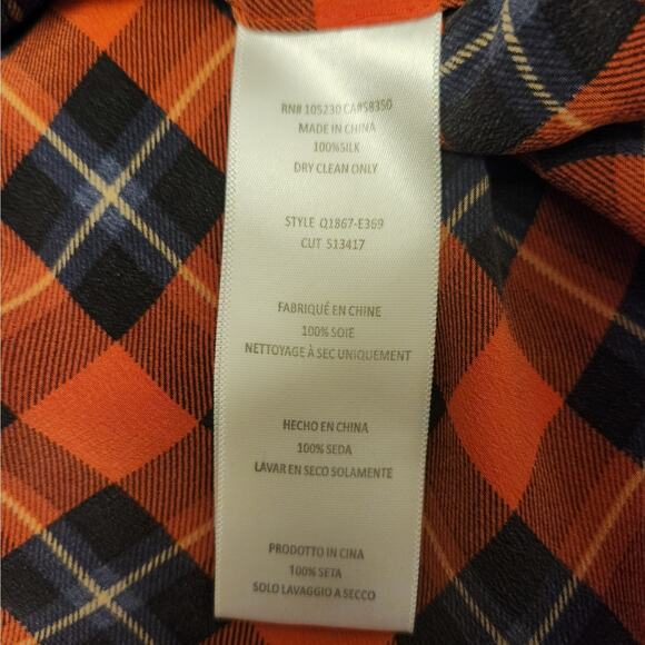 Equipment Red Black Plaid Silk Button Down Blouse Size M - Picture 9 of 12